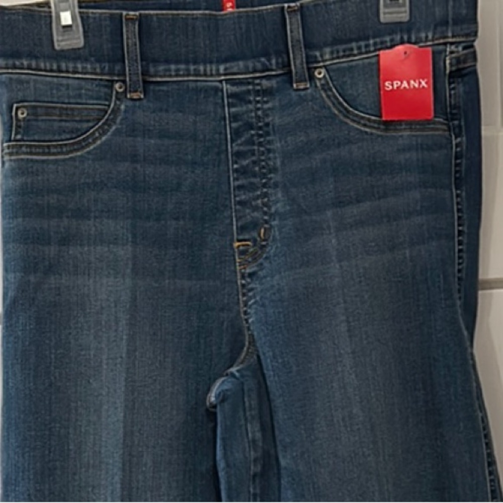 SPANX Blue Flare Wide Leg Jeans